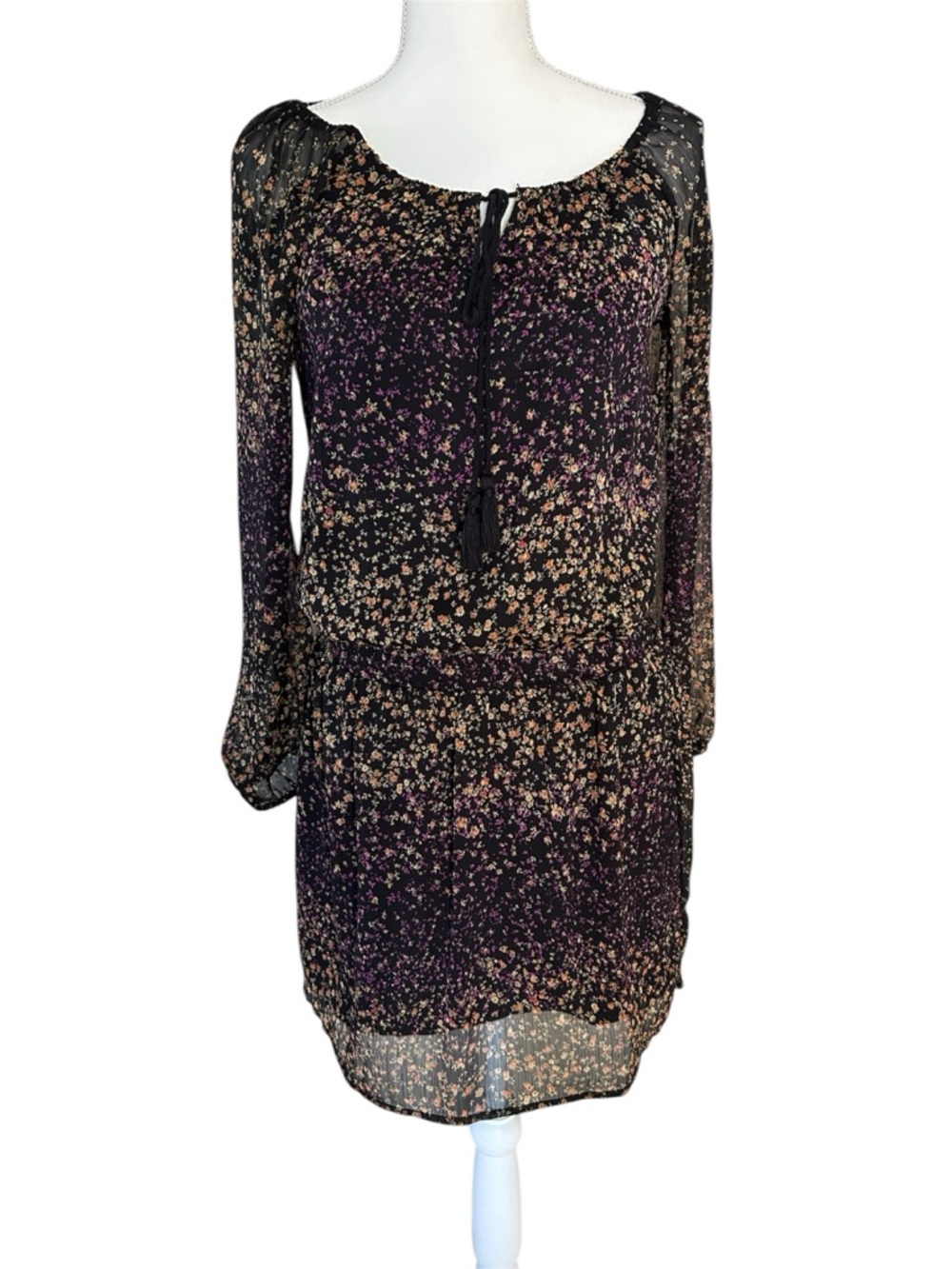 Jessica Simpson Sheer Black Floral Dress
